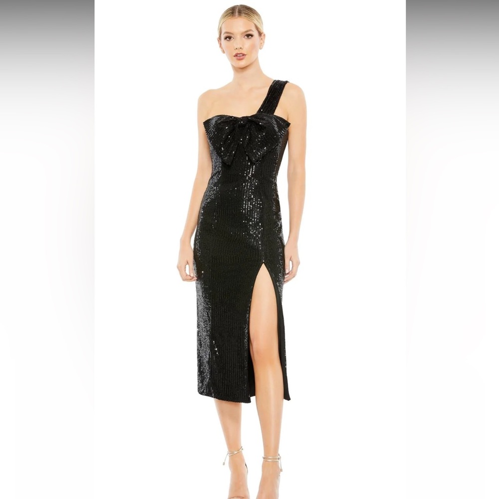 NWT Ieena for Max Duggar Black Sequin Bow Dress